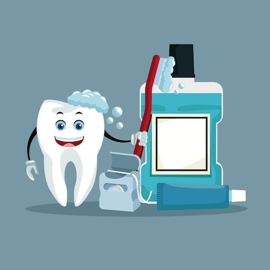 dessin brosse à dents et bain de bouche